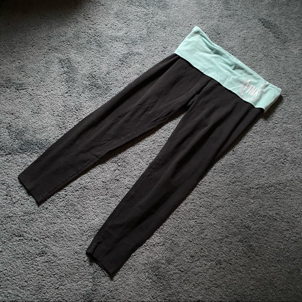 VS Pink Yoga Leggings Size Large Teal/black
